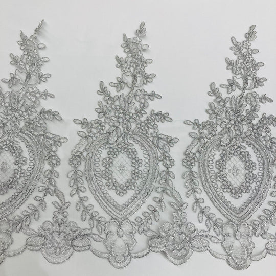 Corded Lace Trimming Embroidered on 100% Polyester Net Mesh | Lace USA