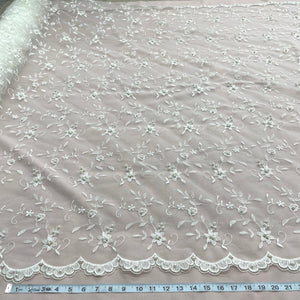 Beaded Lace Fabric Embroidered on 100% Polyester Net Mesh | Lace USA