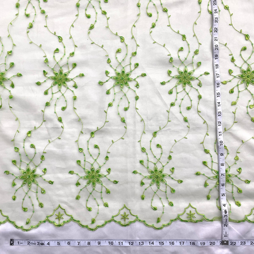 Beaded Lace Fabric Embroidered on 100% Polyester Net Mesh | Lace USA