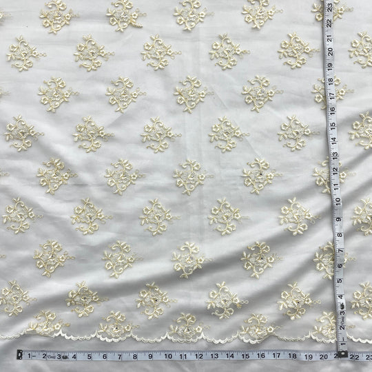 Beaded Lace Fabric Embroidered on 100% Polyester Net Mesh | Lace USA