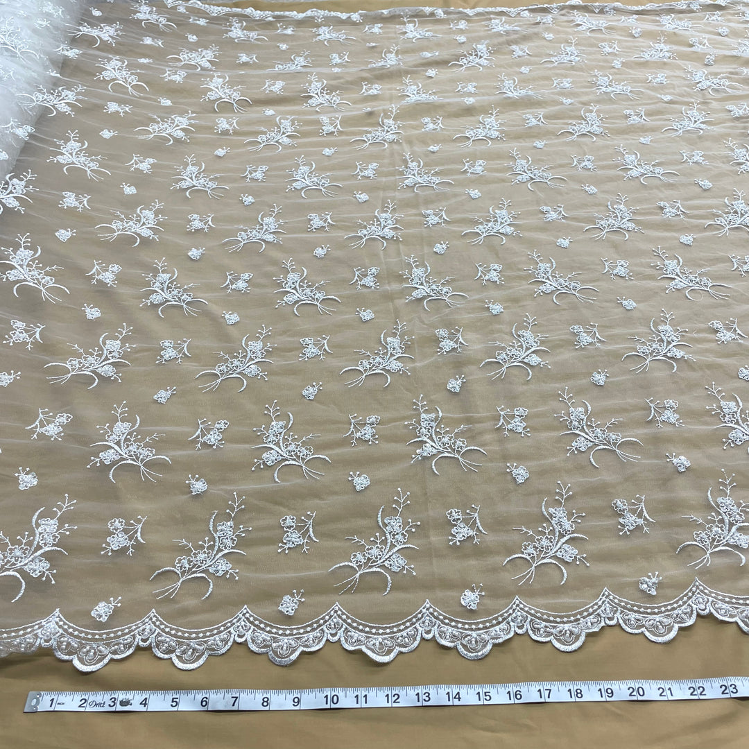 Beaded Lace Fabric Embroidered on 100% Polyester Net Mesh | Lace USA