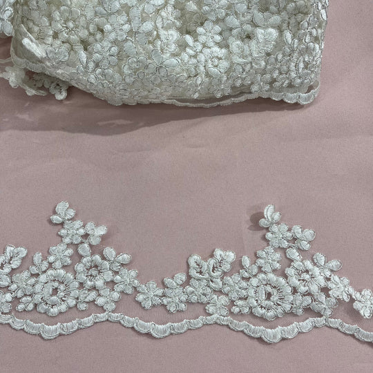 97121W-Corded Lace Trimming Embroidered on 100% Polyester Net Mesh | Lace USA