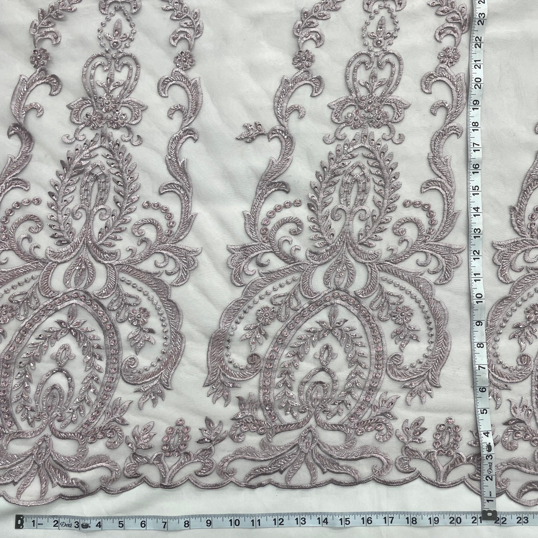 Beaded Lace Fabric Embroidered on 100% Polyester Net Mesh | Lace USA