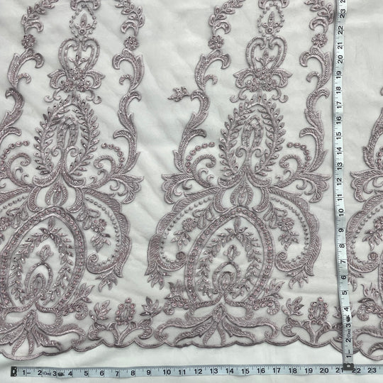 Beaded Lace Fabric Embroidered on 100% Polyester Net Mesh | Lace USA