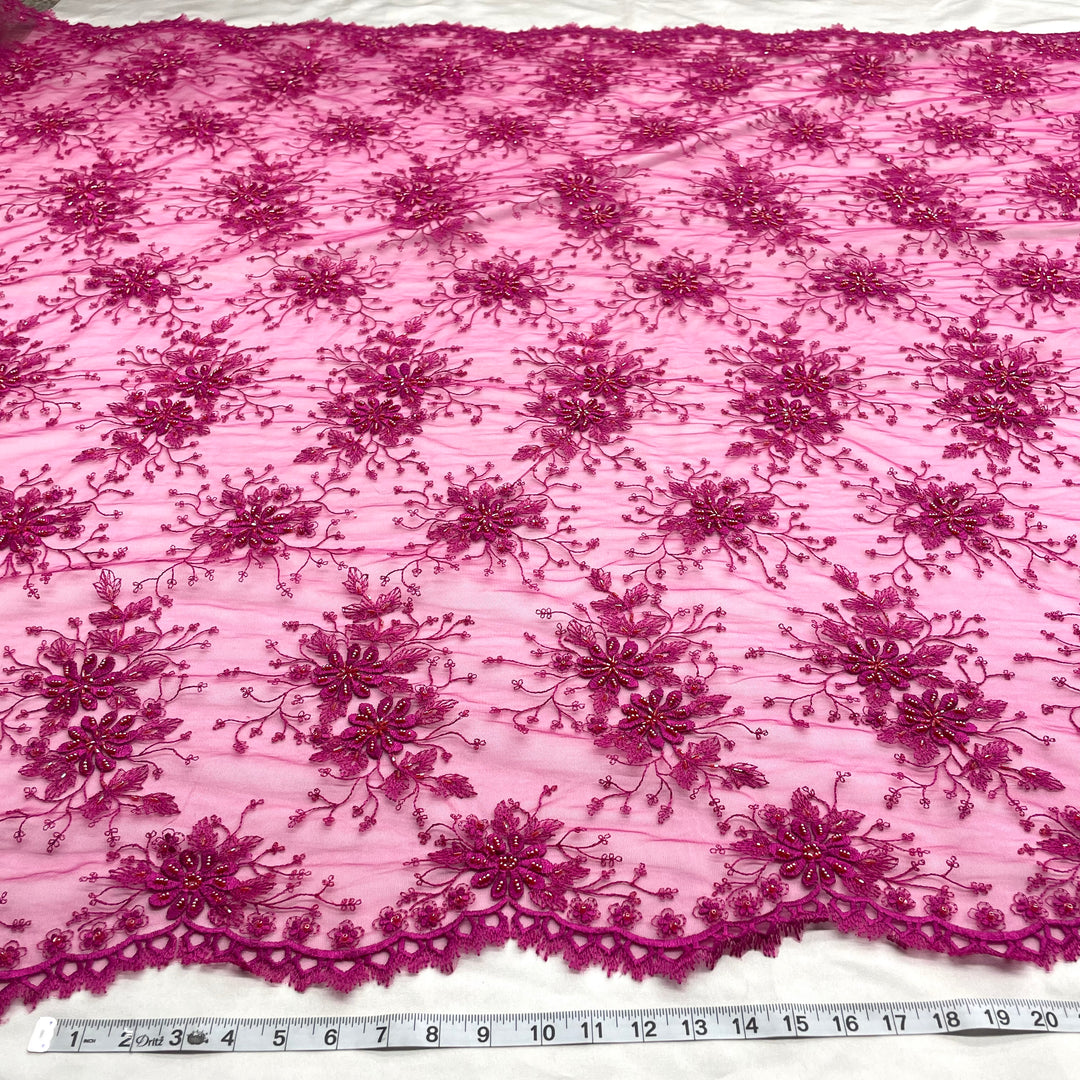 41976W-BP-Beaded Lace Fabric Embroidered on 100% Polyester Net Mesh | Lace USA