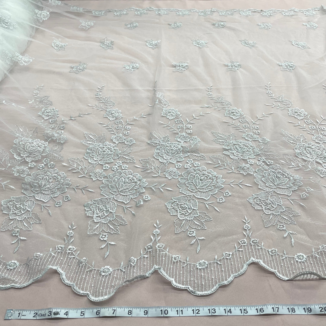 Beaded Lace Fabric Embroidered on 100% Polyester Net Mesh | Lace USA