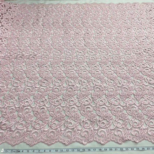 Beaded & Corded Bridal Fabric Lace Embroidered on 100% Polyester Net Mesh | Lace USA