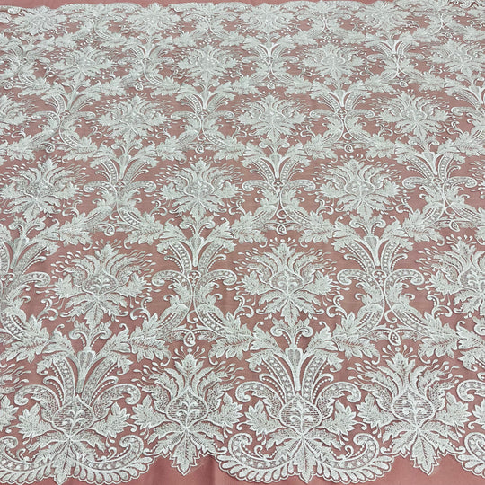 Beaded Lace Fabric Embroidered on 100% Polyester Net Mesh | Lace USA