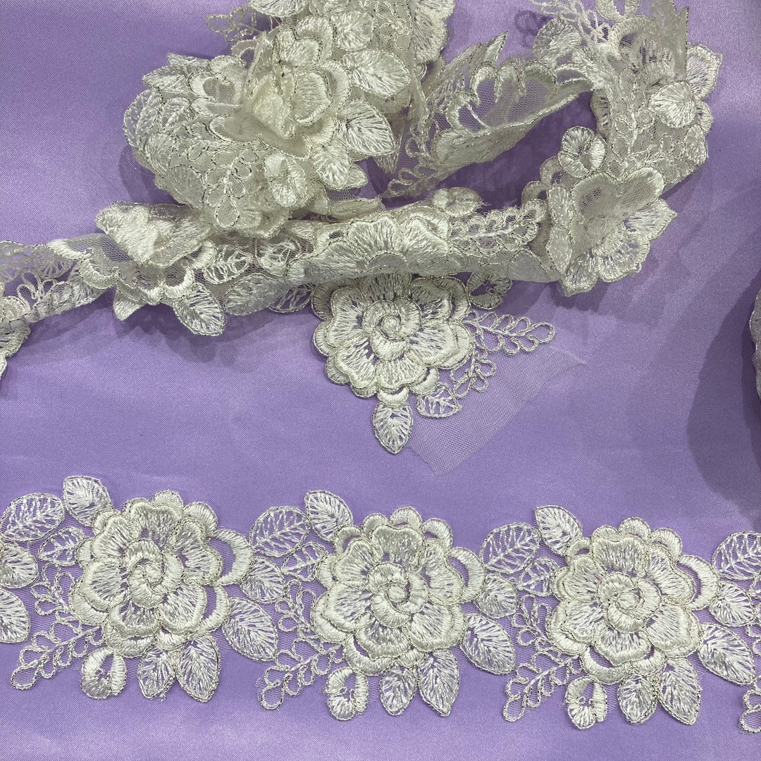 3D Floral Embroidered Trimming. Lace USA