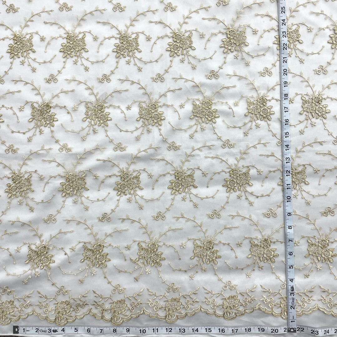 Corded Bridal Lace Fabric Embroidered on 100% Polyester Net Mesh | Lace USA