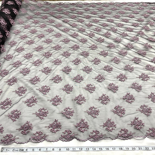 Beaded Lace Fabric Embroidered on 100% Polyester Net Mesh | Lace USA