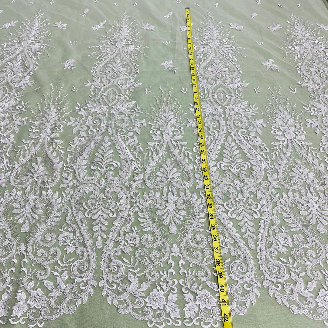 Beaded Lace Fabric Embroidered on 100% Polyester Net Mesh | Lace USA