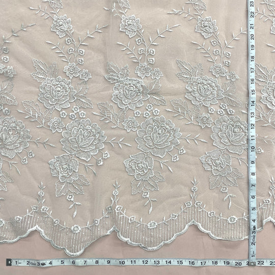 Beaded Lace Fabric Embroidered on 100% Polyester Net Mesh | Lace USA