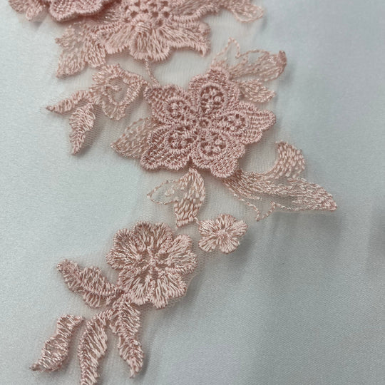 3D Floral Lace Applique Embroidered on 100% Polyester Net Mesh | Lace USA