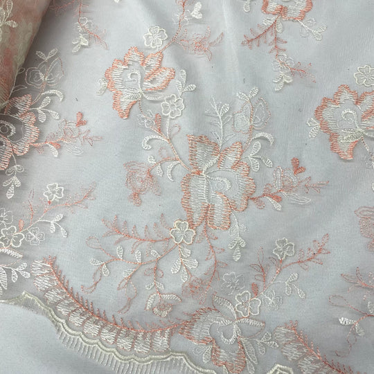 Lace Fabric Embroidered on 100% Polyester Net Mesh | Lace USA - 42092W