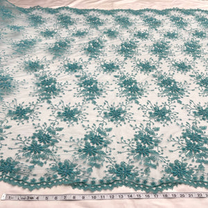 41976W-BP-Beaded Lace Fabric Embroidered on 100% Polyester Net Mesh | Lace USA